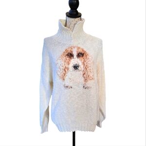 Neuma Ivory White Long Sleeve Dog Vintage Sweater L